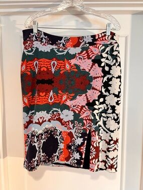 Maeve Anthropologie Knee Length Multicolor Floral Pattern Knit Pencil Skirt